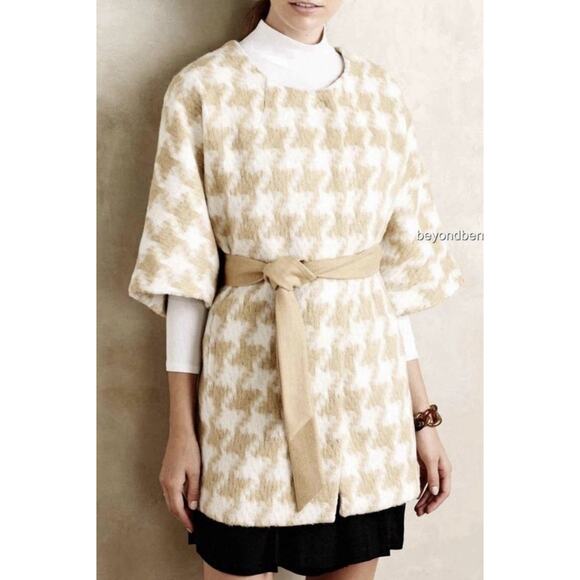 Elevenses Jackets & Blazers - Elevenses Anthropologie Belted Jacket Women’s Sz M/L Kimono Coat Houndstooth